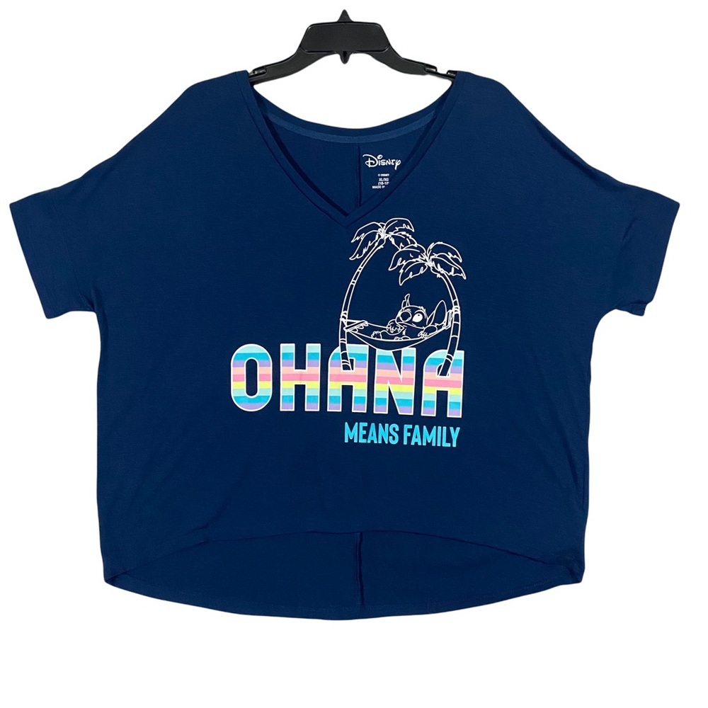 Disney Lilo‎ & Stitch “ohana means family” blue top Size | XL(16-18)